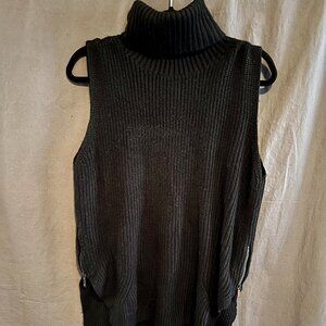 Calvin Klein turtleneck knit tank top with side zippers black L